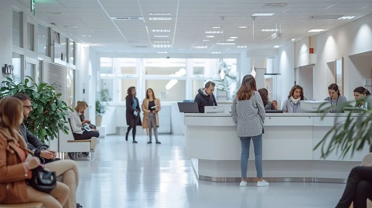 Busy public reception area